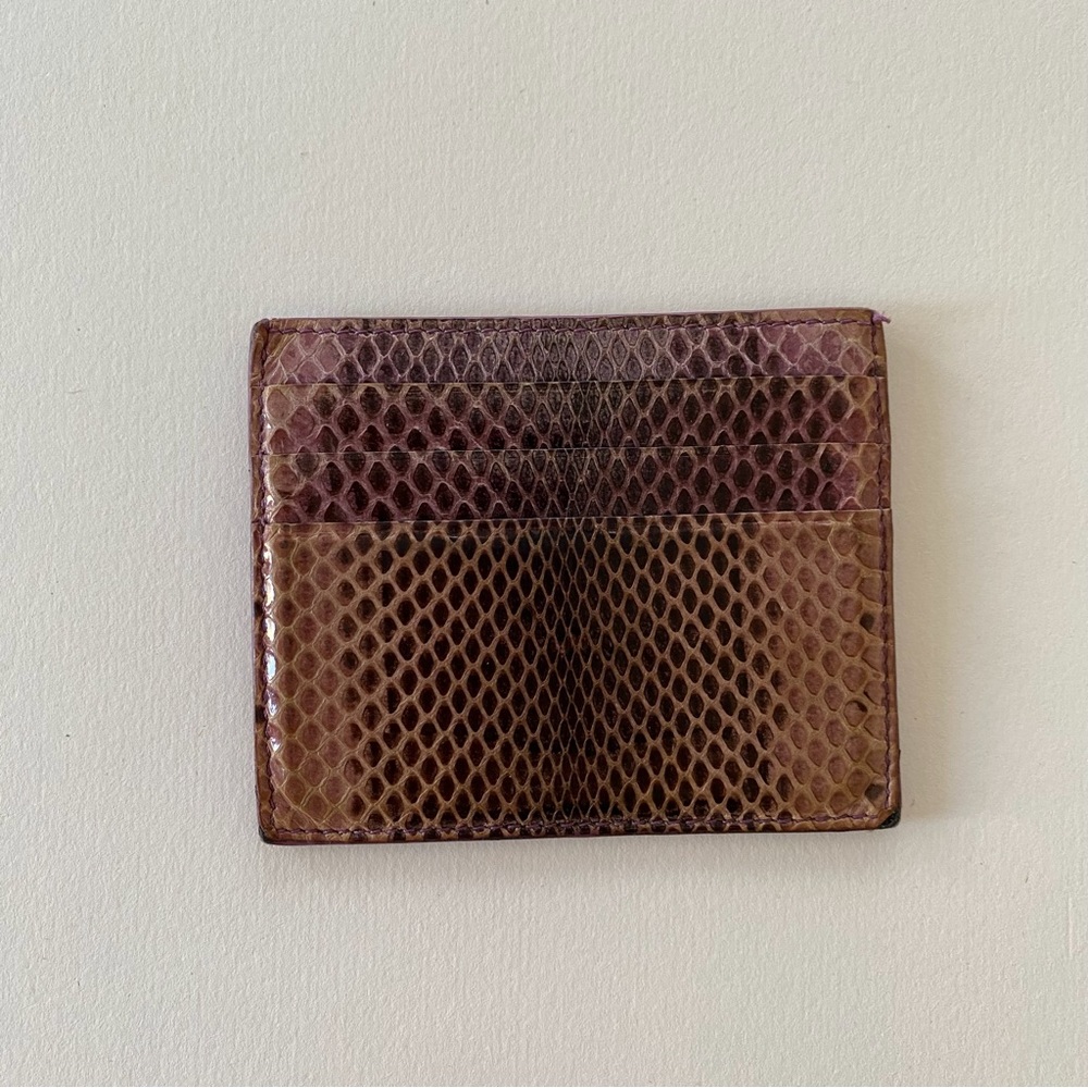 $420 Bottega Veneta Made in Italy Exotic Snakeskin Leather Card Holder Wallet